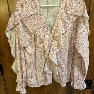 V neck ruffle blouse